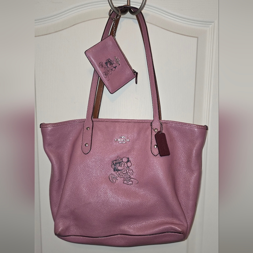 Coach Disney Leather XL Purse Tote Bag & Matching Wallet • Retired • Limited